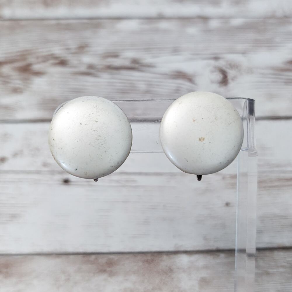 Vintage Clip On Earrings Pearlescent Button Style - Condition Issues